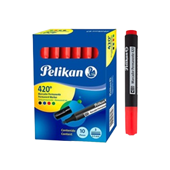 Marcador Permanente PK Rojo 420 C*10