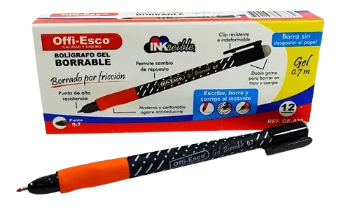 Esfero OE-025 Borrable Negro + 1Repuesto Caja x 12