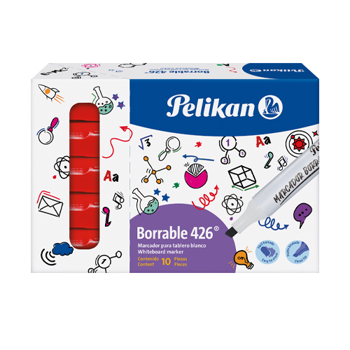 Marcador Borrable Pelikan Rojo 426 Caja x 10