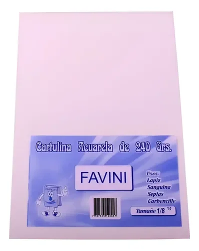 Cartulina Acuarela 1/8 240gr Paquete x 10
