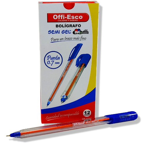 Esfero Semi Gel Offi-Esco Azul Oscuro 0.7 C*12