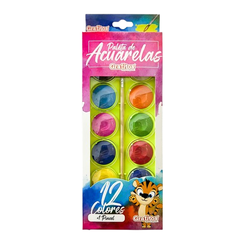 Paleta Acuarela Escolar x 12 Colores