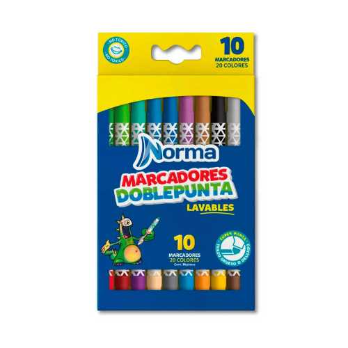 Marcador Lavable Norma Doble Punta Caja x 10