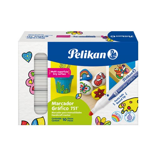 Marcador Pelikan Grafico Blanco 751 Caja x 10
