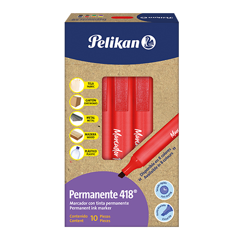 Marcador Rojo Pelikan 418 Caja x 10