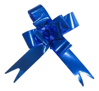 Moño Mágico Hologramado Azul Grande x 10