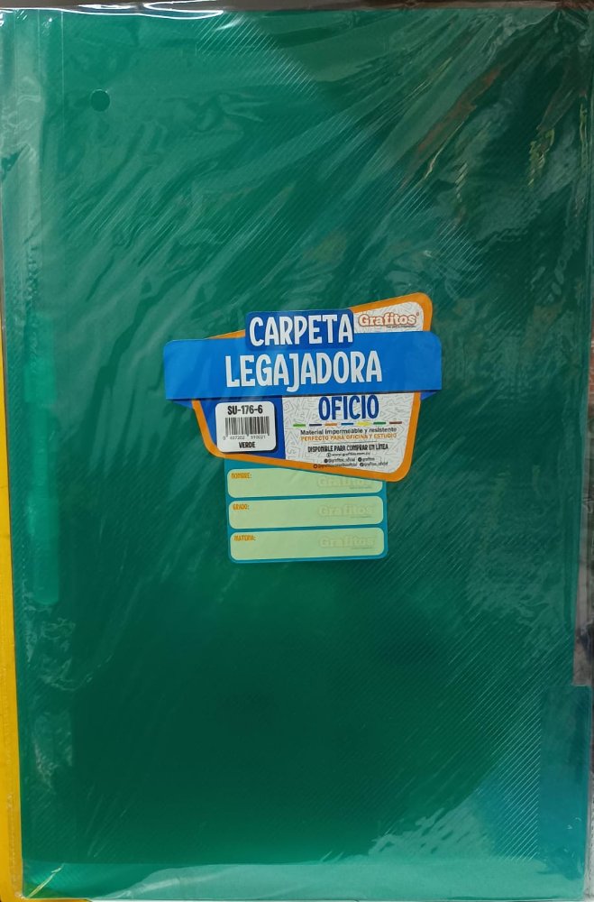 Carpeta Legajadora Plastica Oficio Verde