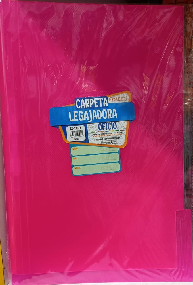 Carpeta Legajadora Plastica Oficio Fucsia