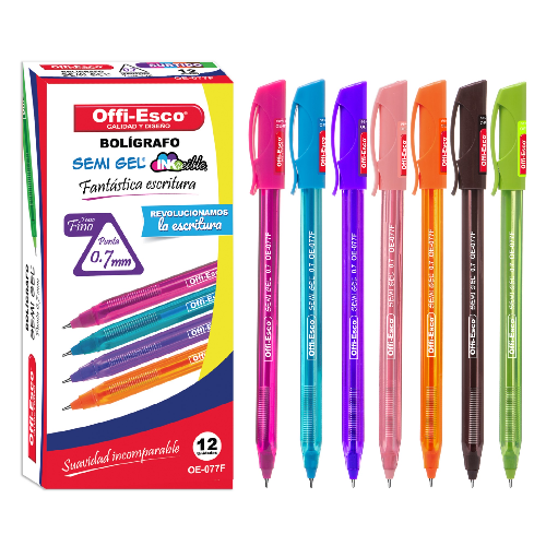 Esfero Semi Gel Offi-Esco Surtido 0.7 Caja x 12