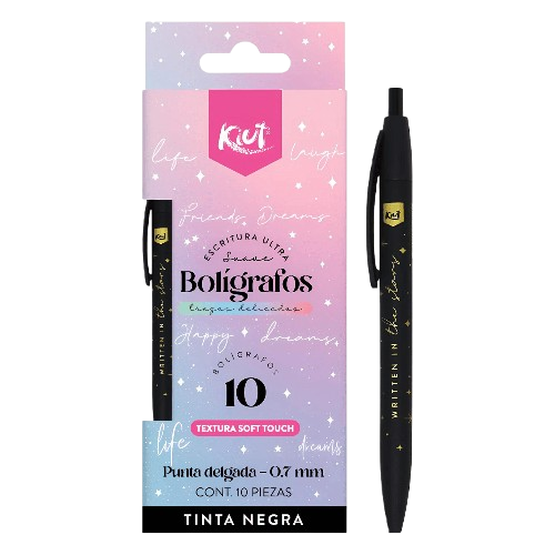 Esfero Kiut Semigel 0.7 RT Negro Caja x 10