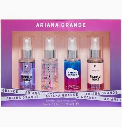 ARIANA GRANDE BODY MIST SET DE 4 PZAS DE 50ML CAJA FUCSIA
