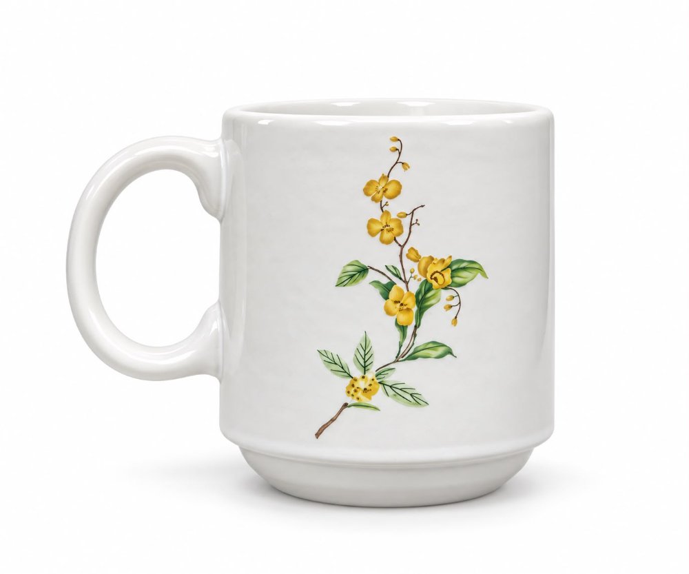 TAZA BLANCA FLOR POR UNIDAD