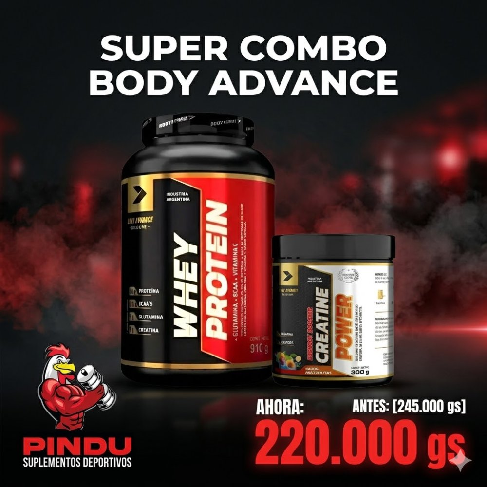 COMBO DE WHEY BODY ADVANCE 910 GR + CREATINA POWER 30 SERVICIOS