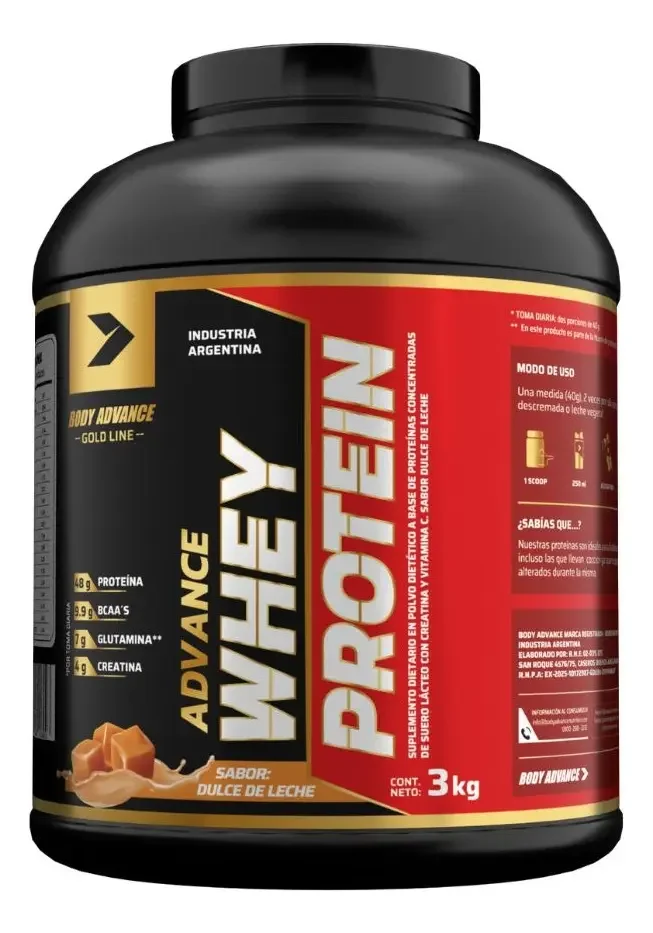 Proteína en Polvo Body Advance Whey dulce de leche 3kg con Creatina