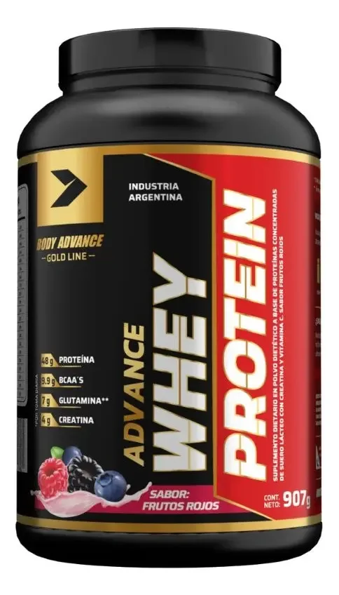 Proteína Whey Body Advance 907g Frutos Rojos en Polvo Suplemento Deportivo