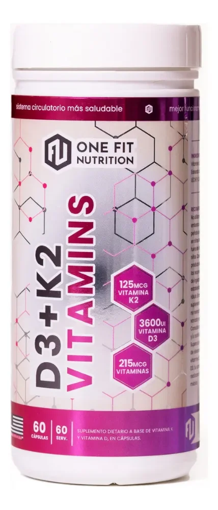 D3 + K2 Vitamins One Fit 60caps 125mcg K2 3600ui D3