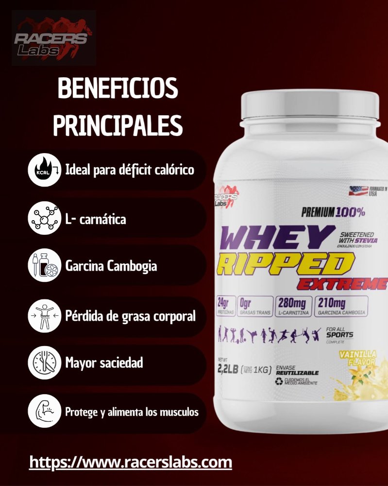 Proteina Con Quemador Whey Ripped Extreme Racers Labs 2.02lb sabor vainilla