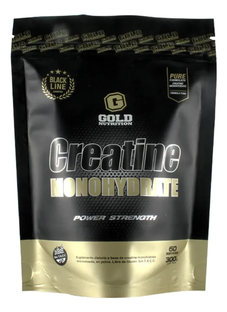 Creatina Monohidrato Gold Nutrition 300g Suplemento Muscular Doypack Sin Sabor Pura 100% Sin tacc Fuerza Rendimiento