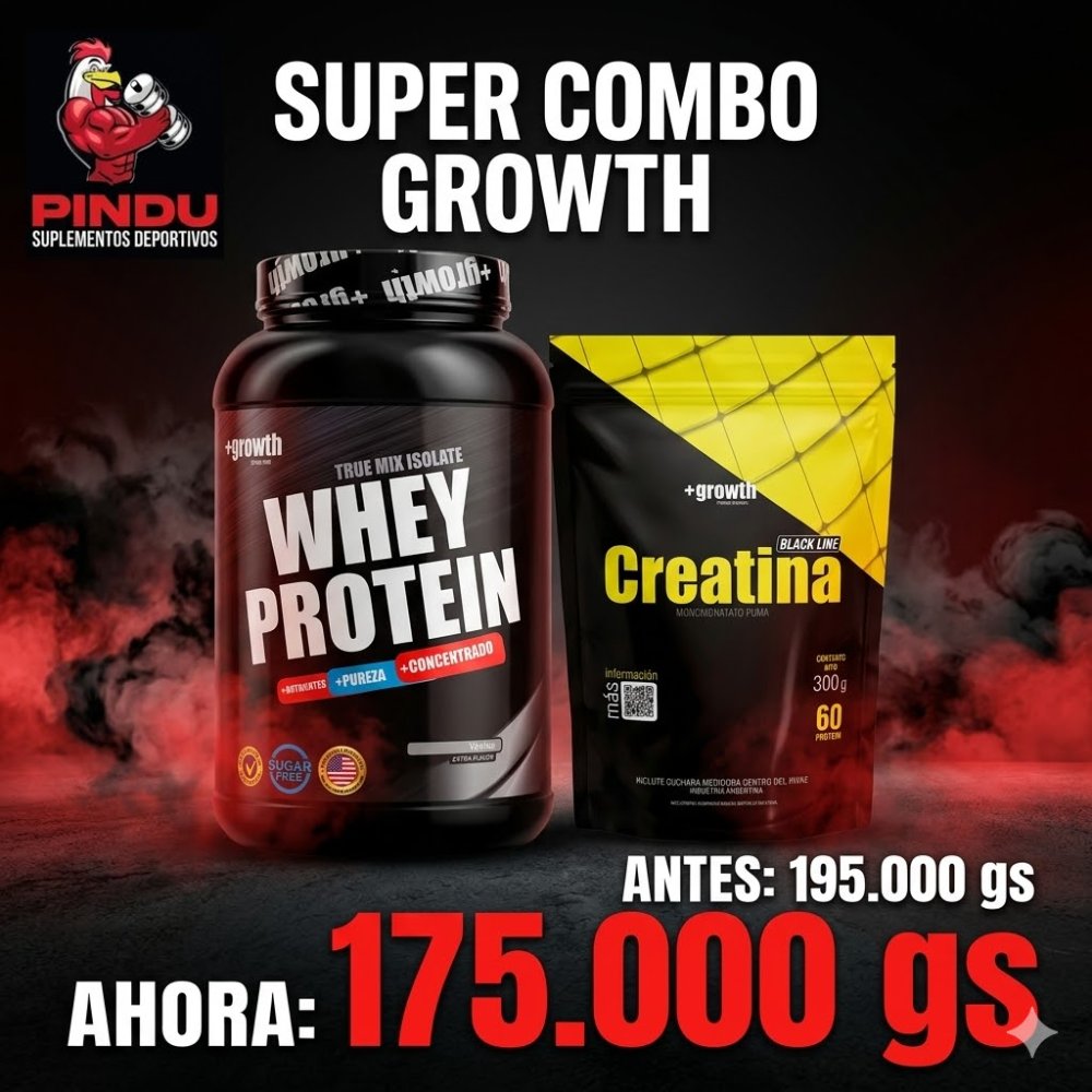 COMBO PROTEINA GROWTH 1KG + CREATINA GROWTH 60 SERVCIOS