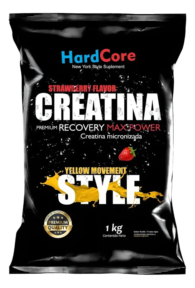 Creatina micronizada sabor frutilla en polvo deportivo hardcore nutrition 1 kg