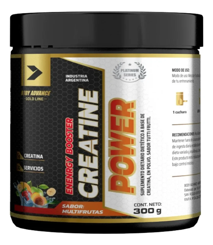 Creatina Micronizada Body Advance 300g Sabor Multifruta 30 Porciones