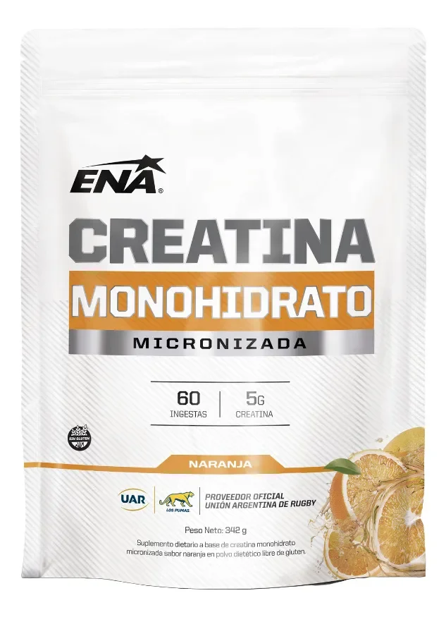 Creatina Monohidrato Ena Sport 342g Naranja - 60 Servicios - Potencia Masa Muscular Y Rendimiento Deportivo