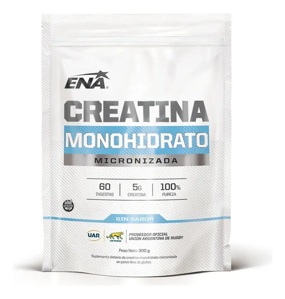 Creatina Monohidrato Ena Sport 300g Micronizada - 60 Servicios - Potencia Masa Muscular Y Rendimiento Deportivo