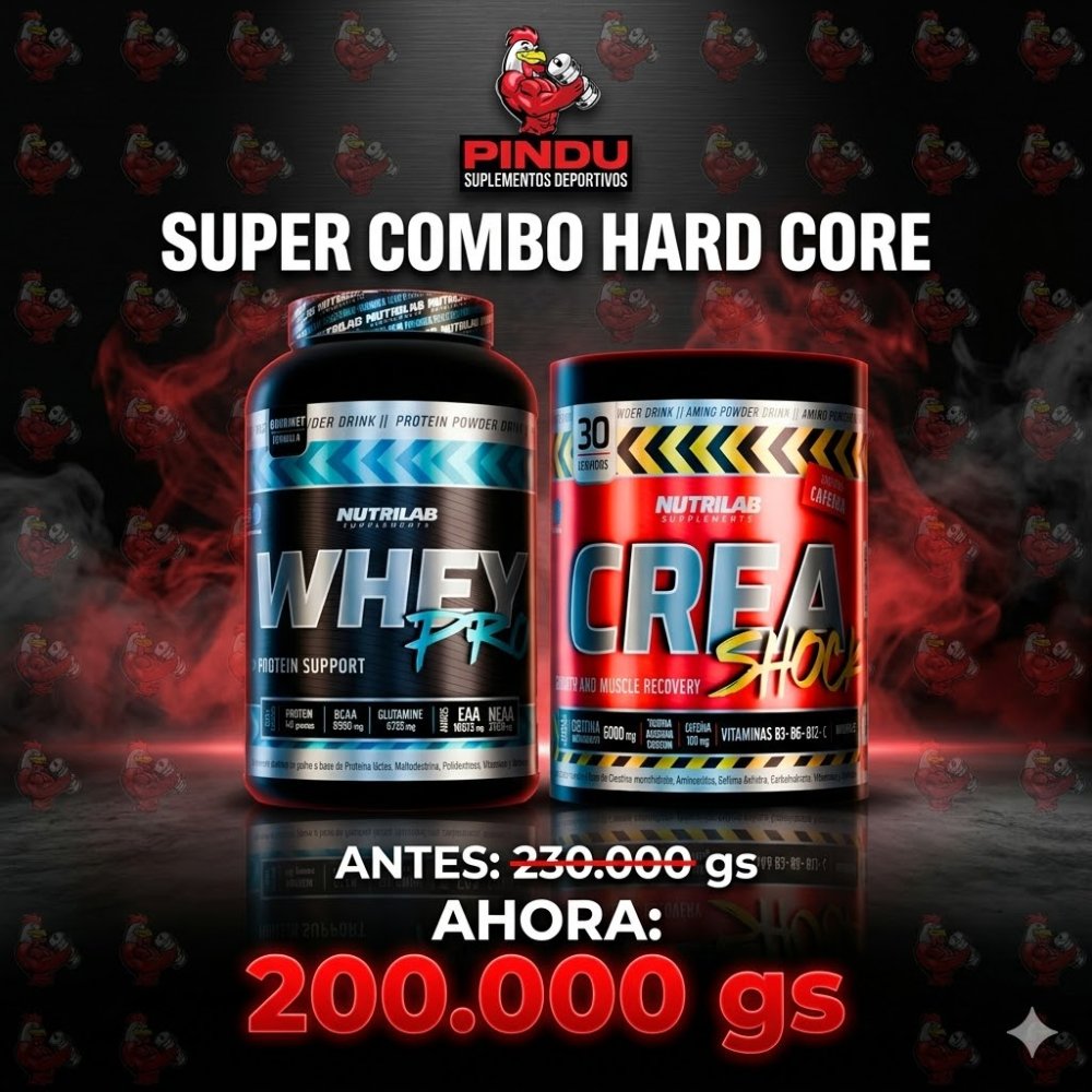 COMBO WHEY PRO NUTRILAB 1KG + CREASHOCK NUTRILAB