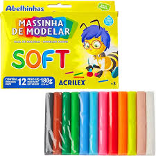 MASSA DE MODELAR 12 CORES SOFT ACRILEX