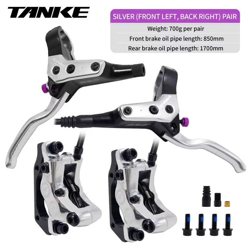 FRENO HIDRAULICO TANKE 4 PISTON PLATEADO
