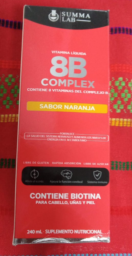 A-2   VITAMINA 8B COMPLEX (240 ML) - MULTIVITAMINAS B1 + B2 + B3 + PANTOTENATO DE CALCIO + B6 + B7 + B9 + B12. SUMMA LAB