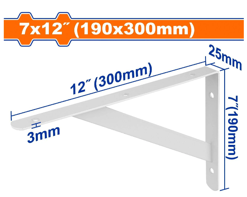 ESCUADRA METAL 7"X12" WADFOW ZJ3330 BLANCO