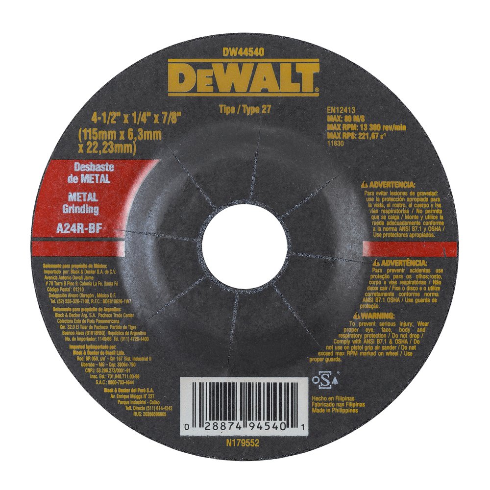 DISCO DESBASTE/METAL 4.1/2X1/4X7/8" D44540/607