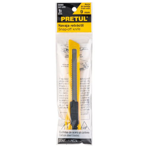 CUCHILLA  9 MM PLASTICO, PRETUL