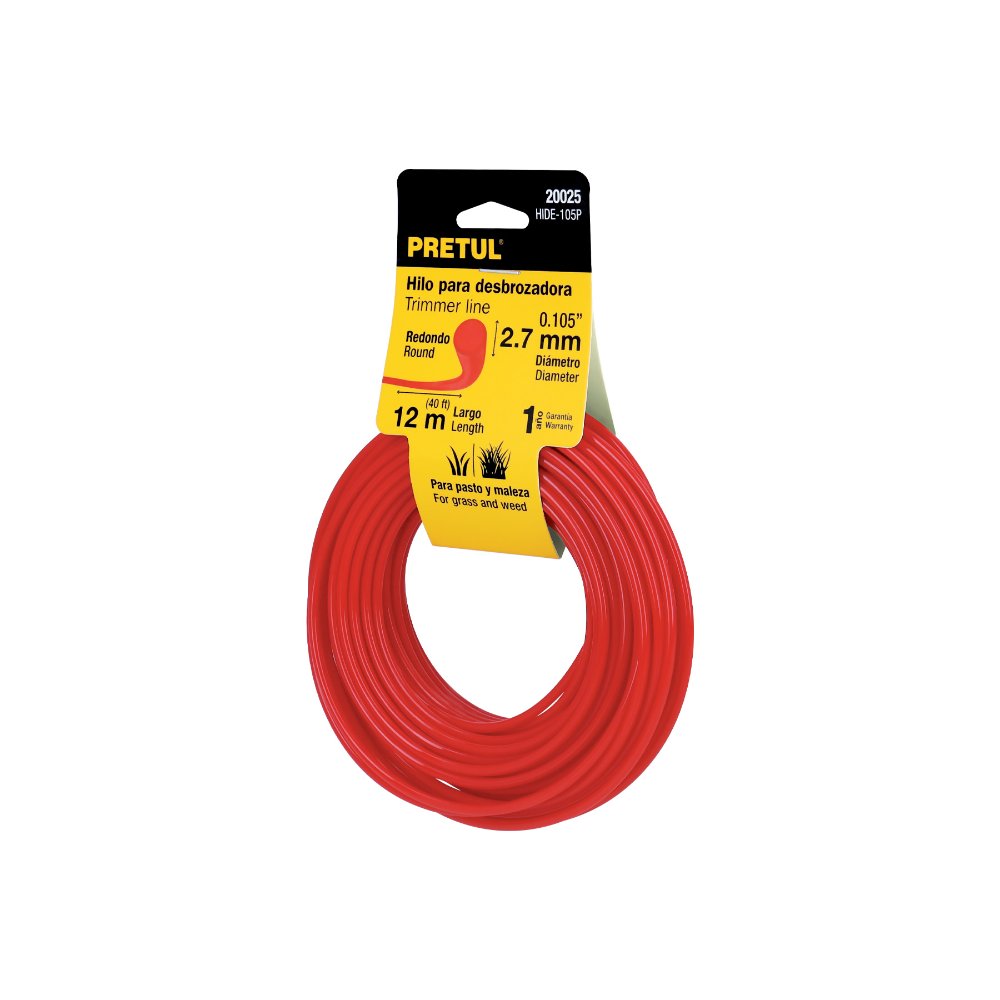 ROLLO DE HILO PARA DESBROZADORA, 2.7 MM X 12 M, PRETUL