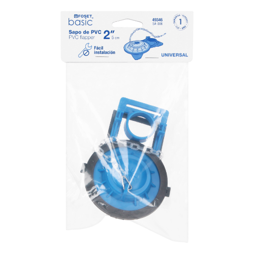 SAPO DE 2'  DE PVC PARA WC, AZUL, CON CADENA PLÁSTICA, FOSET