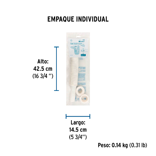CÉSPOL FLEXIBLE P/LAVABO Y FREGADERO, POLIETILENO, BLANCO