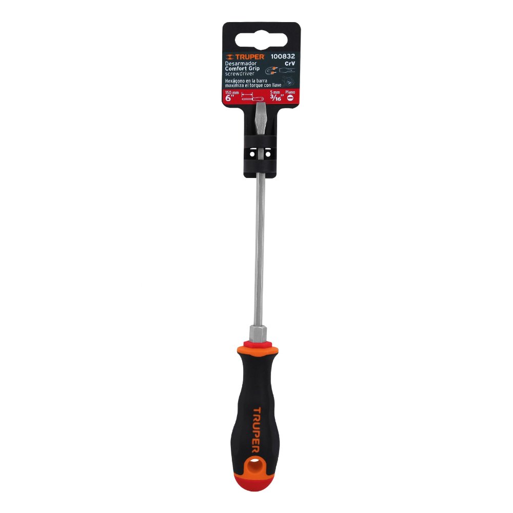 DESARMADOR PLANO 3/16' X 6' MANGO COMFORT GRIP, TRUPER