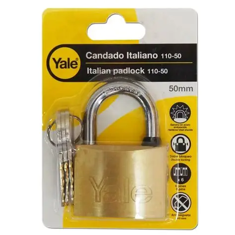 CANDADO LATON DORADO YALE 50MM