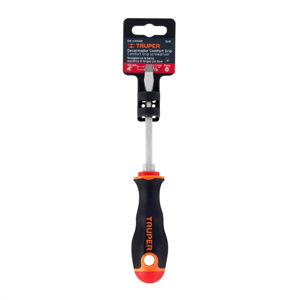 DESARMADOR PLANO 1/4' X 4' MANGO COMFORT GRIP, TRUPER