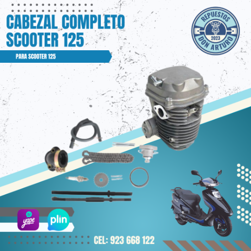 CABEZAL COMPLETO PREMIUM 124CC (52.4-15MM) UND - SCOOTER-125