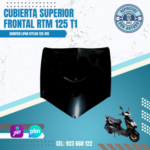 CUBIERTA FRONTAL SUPERIOR NEGRO RTM 125T1