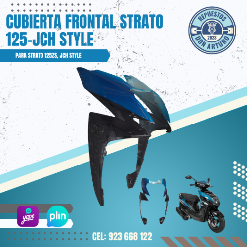 CUBIERTA FRONTAL DE FARO DELANTERO CELESTRE/NEGRO STRATO 125
