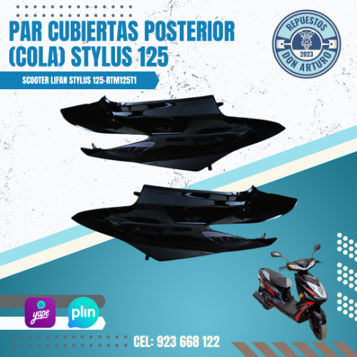 CUBIERTA COLA IZQ/DER STYLUS NEGRO