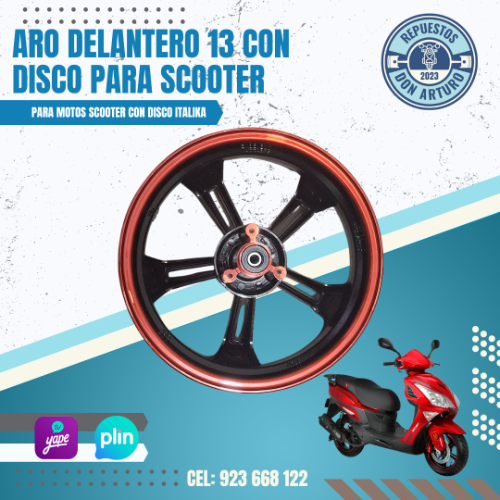 ARO DELANTERO ROJO/NEGRO 13 SCOOTER 150