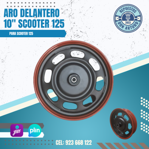 ARO DELANTERO NEGRO CON BORDE ROJO 10"