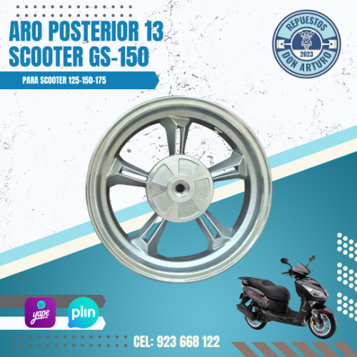 ARO POSTERIOR (CROMADO) #13 UND-SCOOTER GS-150