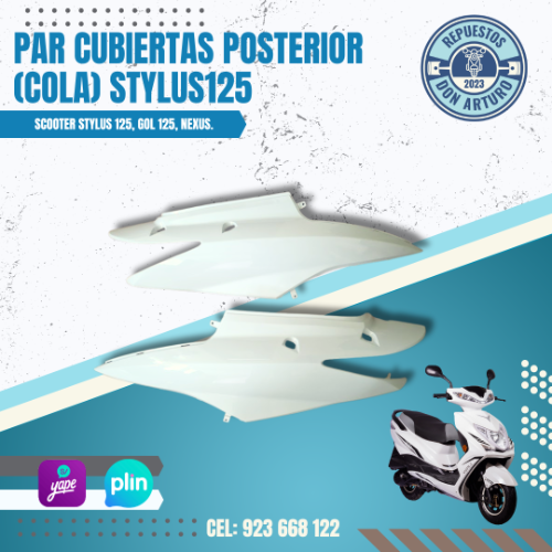 CUBIERTA DE COLA IZQUIERDA/DERECHA BLANCO PAR