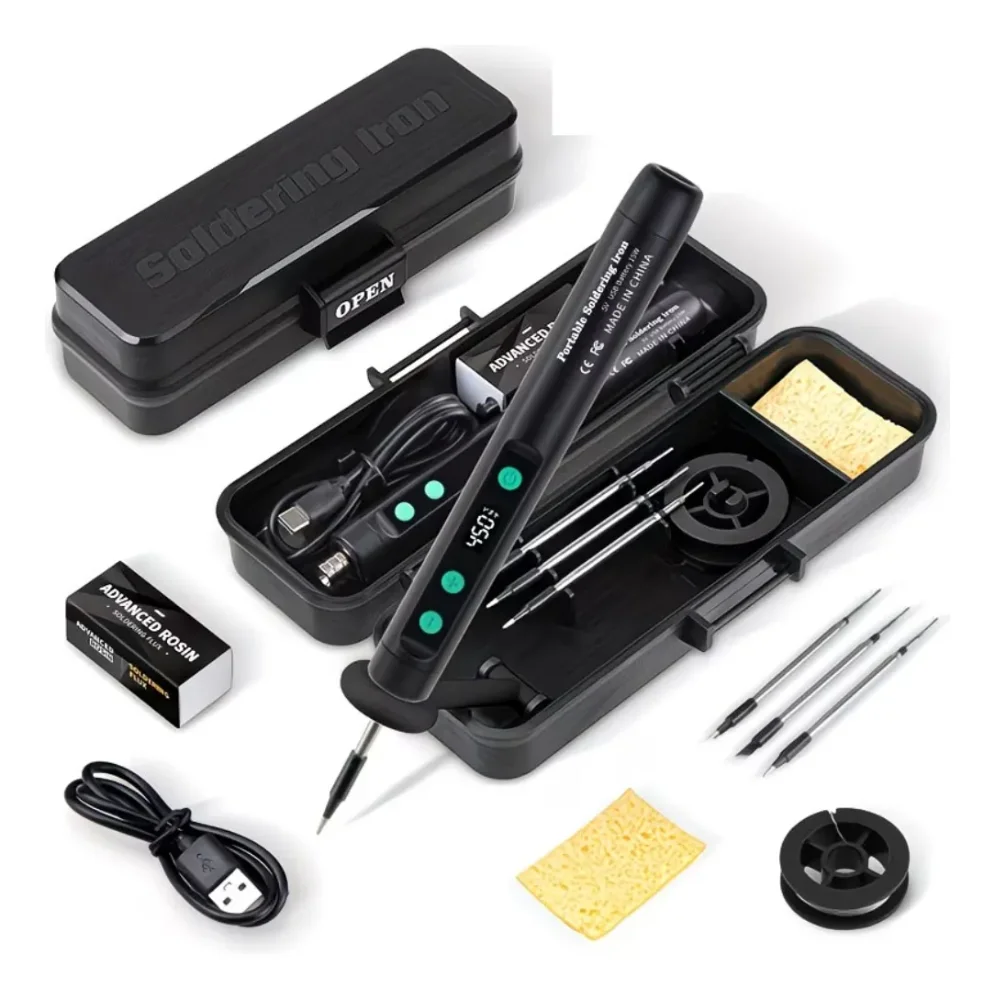 Kit Soldador Digital Portátil: Carga Usb, 180-450°c
