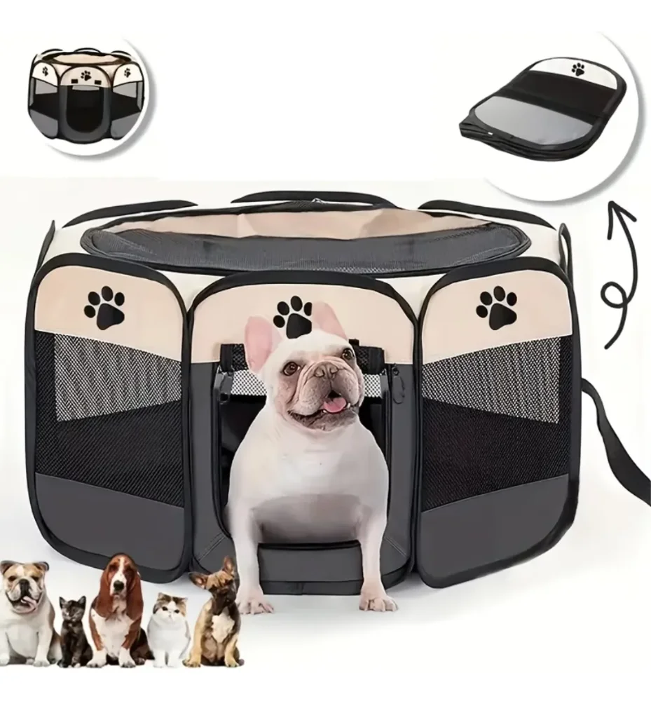 Tienda Plegable Para Mascotas: Corral Octagonal Portátil